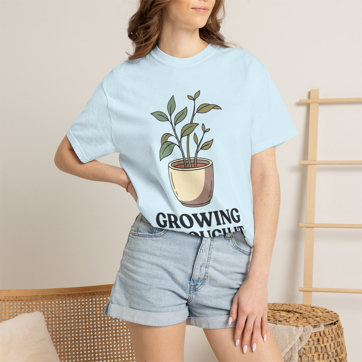 Growing Through It Plant Tee — Self Growth Graphic T-Shirt