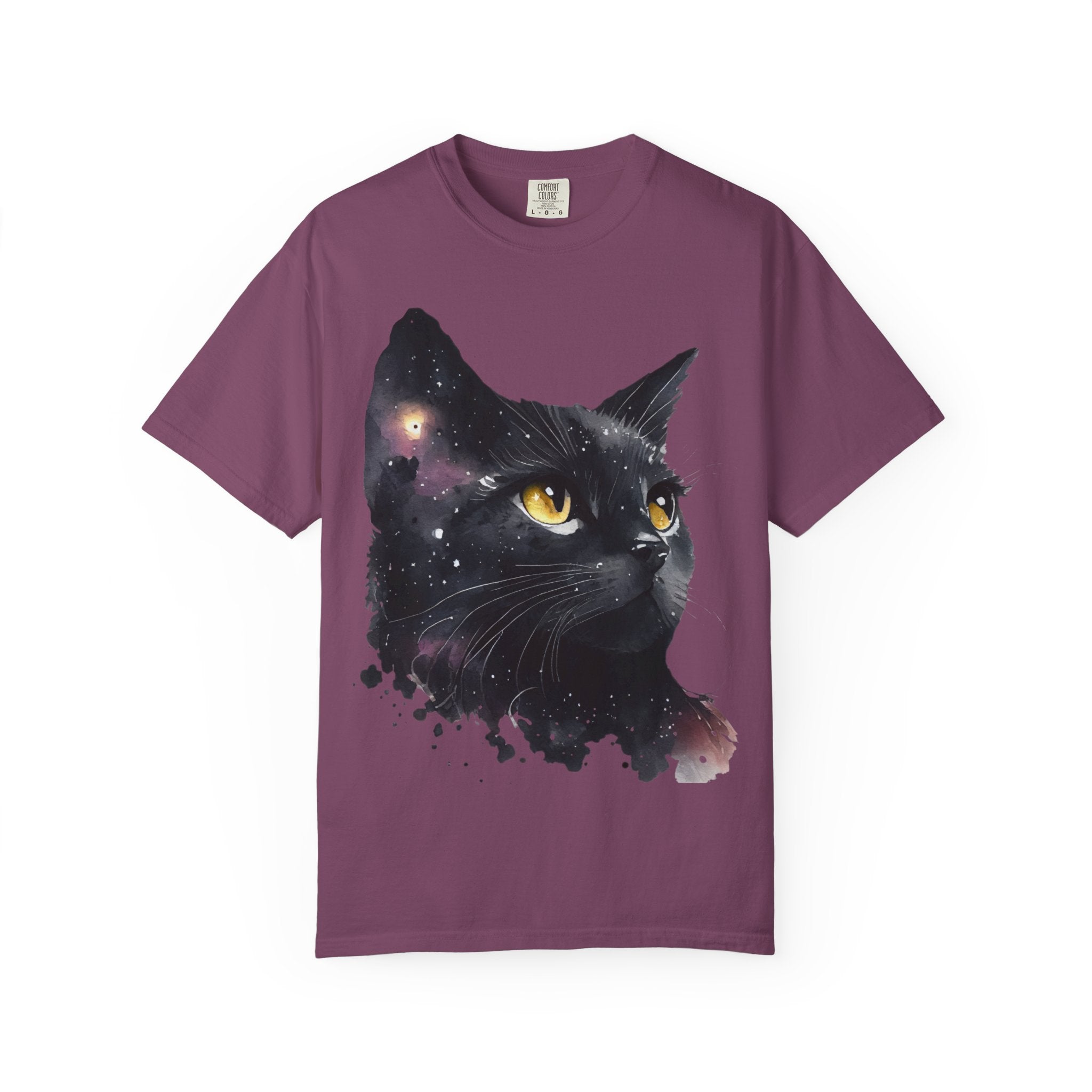 Galaxy Black Cat T-Shirt — Cosmic Cat Portrait Tee