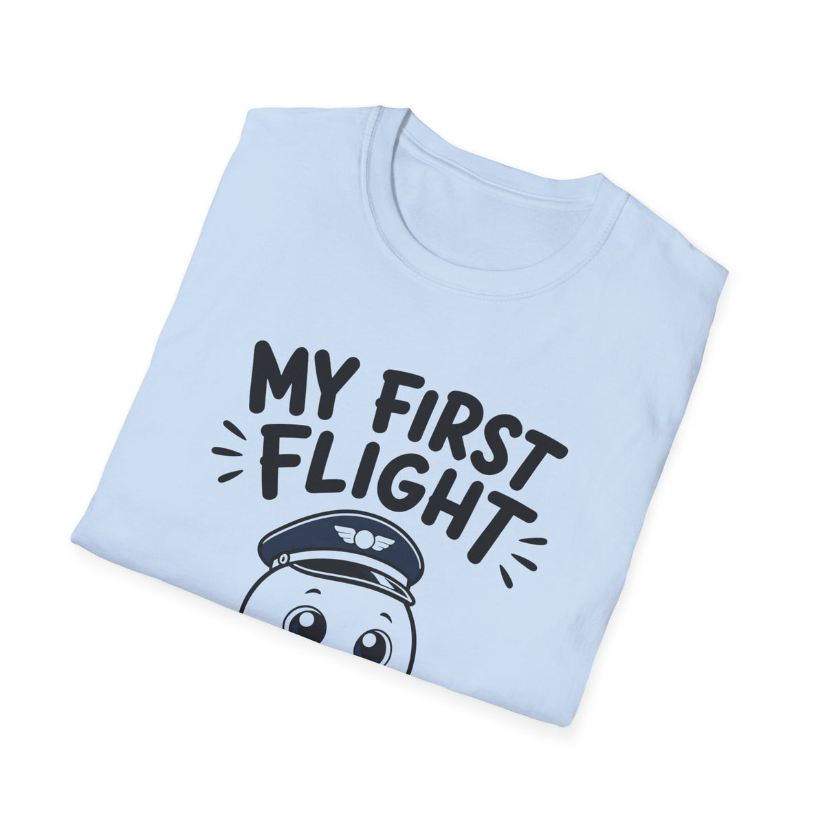 My First Flight T-Shirt — Cute Baby/Infant Travel Tee (Pilot Hat Ghost Design)