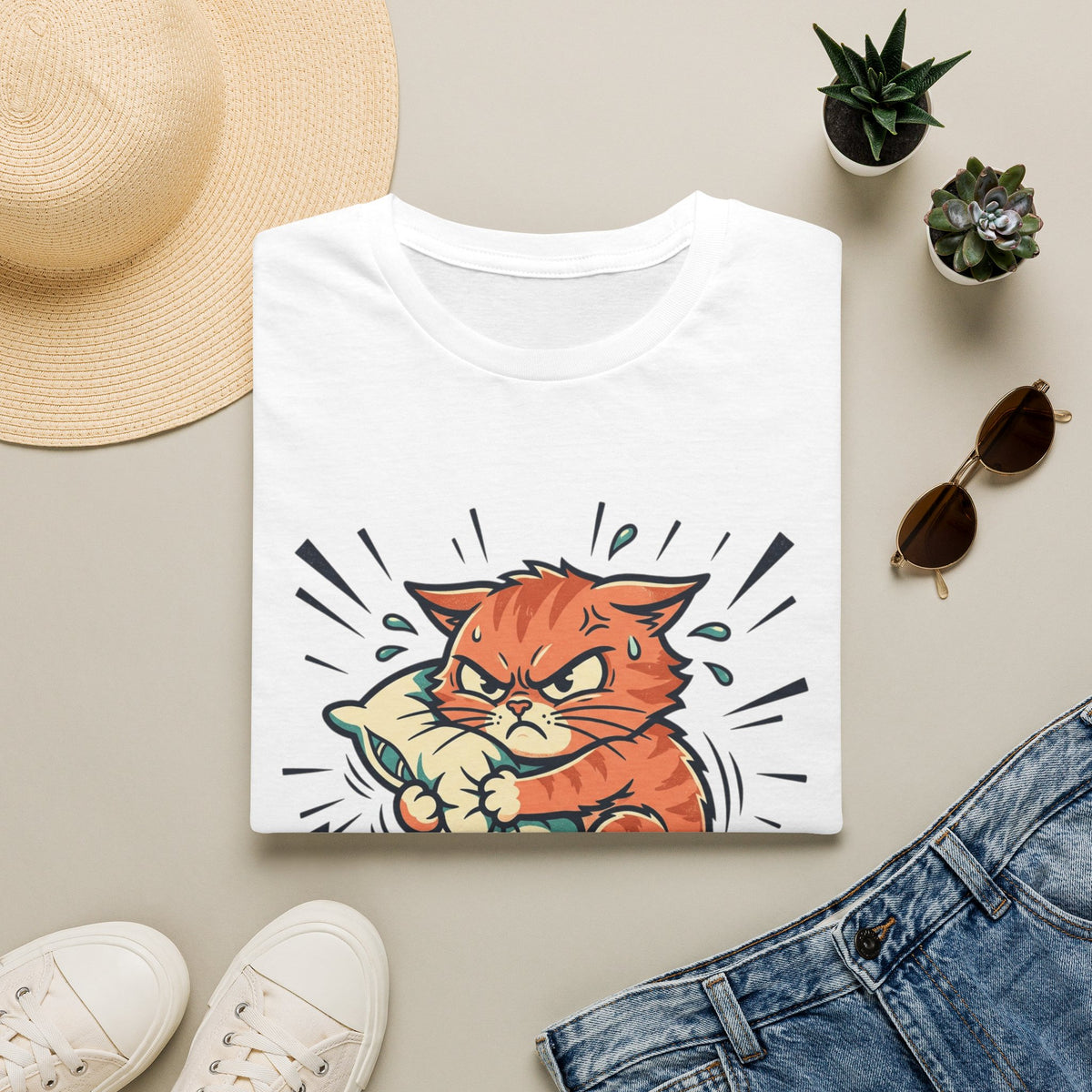 T-Shirt — Aggressively Lazy Cat Graphic Tee