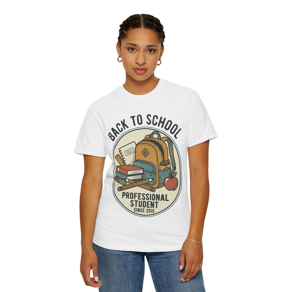 Back to School 'Professional Student' T-Shirt — Backpack & Books Graphic