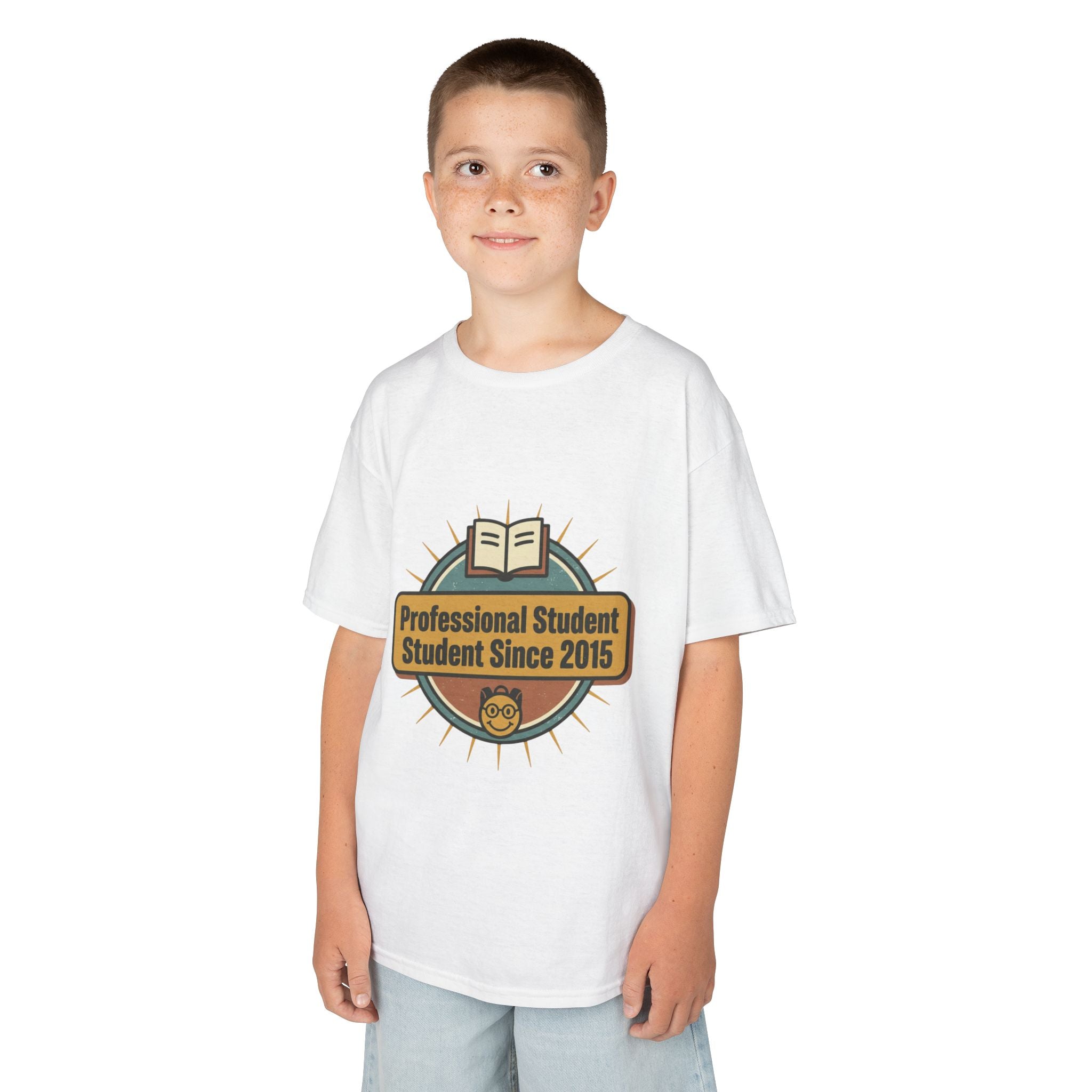 Kids Tee — “Professional Student Since 2015” Vintage Badge