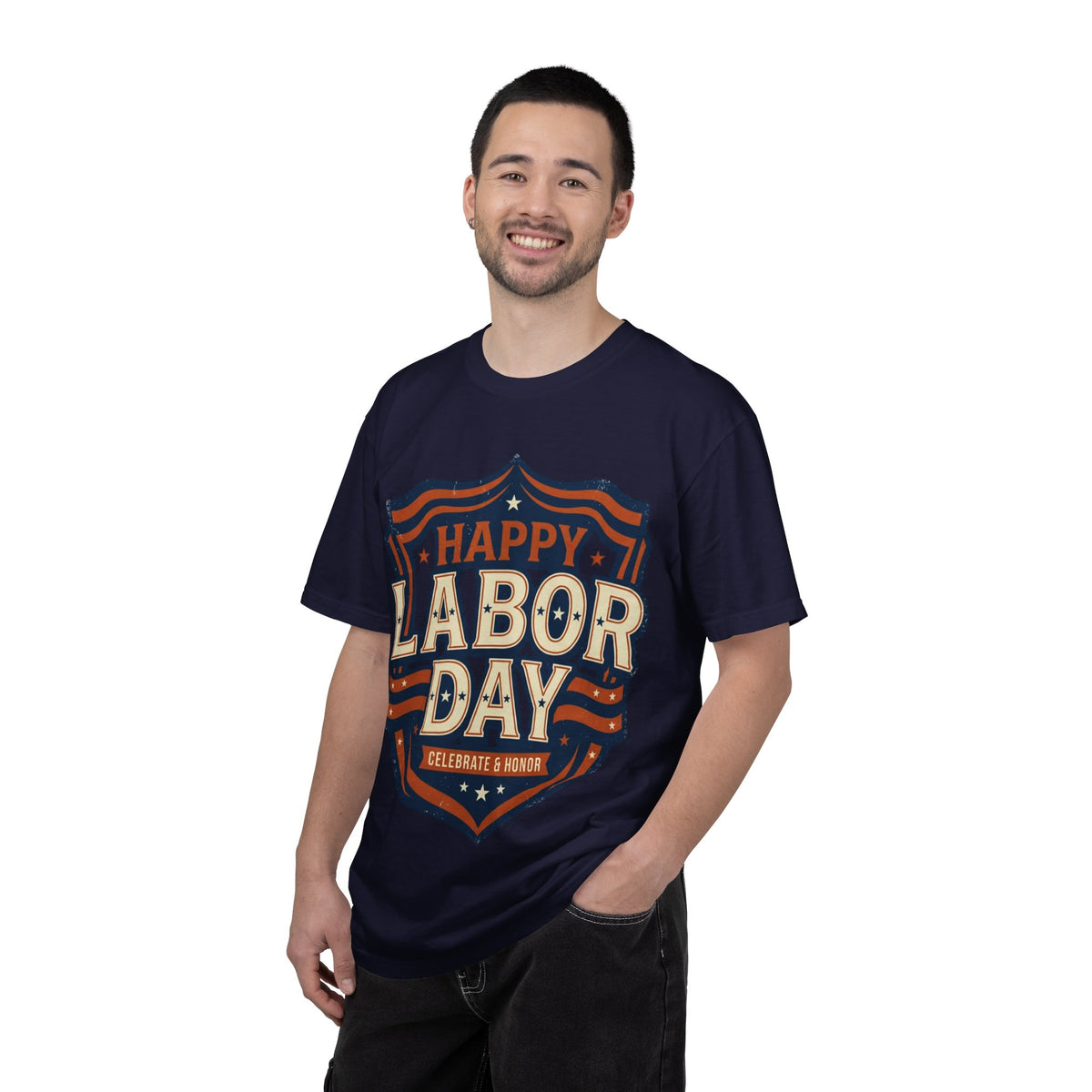 Happy Labor Day 'Celebrate & Honor' Shield Graphic T-Shirt