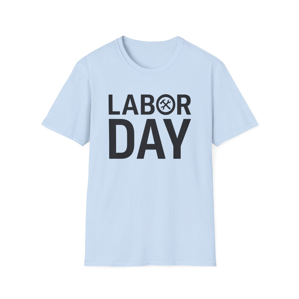 Labor Day Tools Graphic T-Shirt — Bold 'Labor Day' Text with Wrench & Hammer