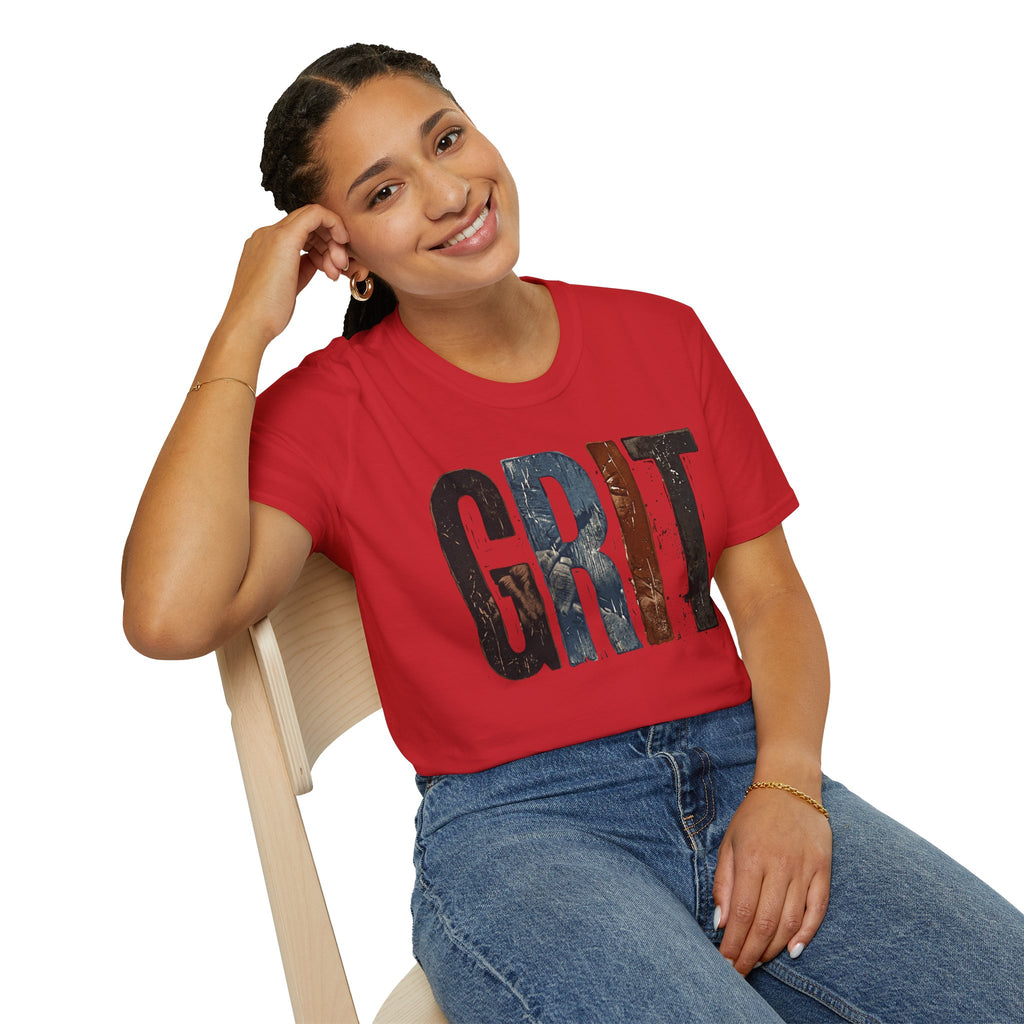 Grit Graphic T-Shirt — Rustic Patriotic Stripes Motivational Tee