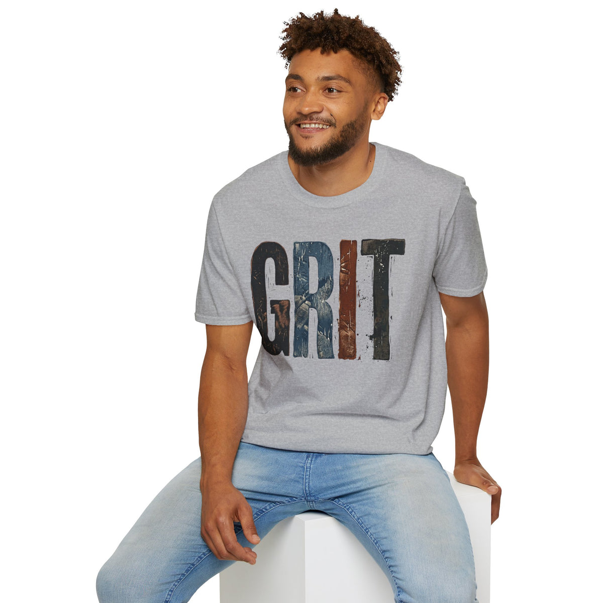 Grit Graphic T-Shirt — Rustic Patriotic Stripes Motivational Tee