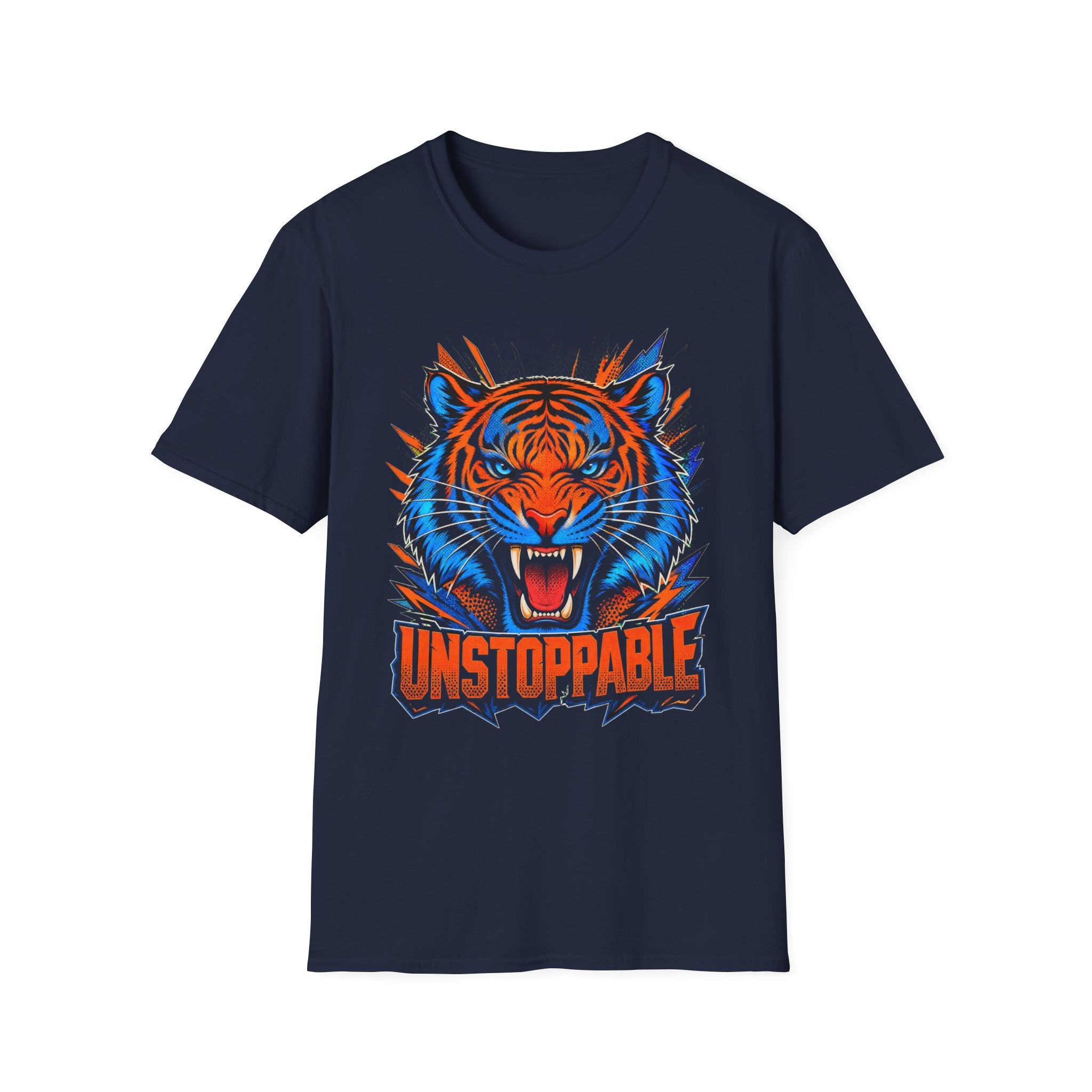 Tiger 'Unstoppable' Graphic T-Shirt — Bold Neon Tiger Face Tee