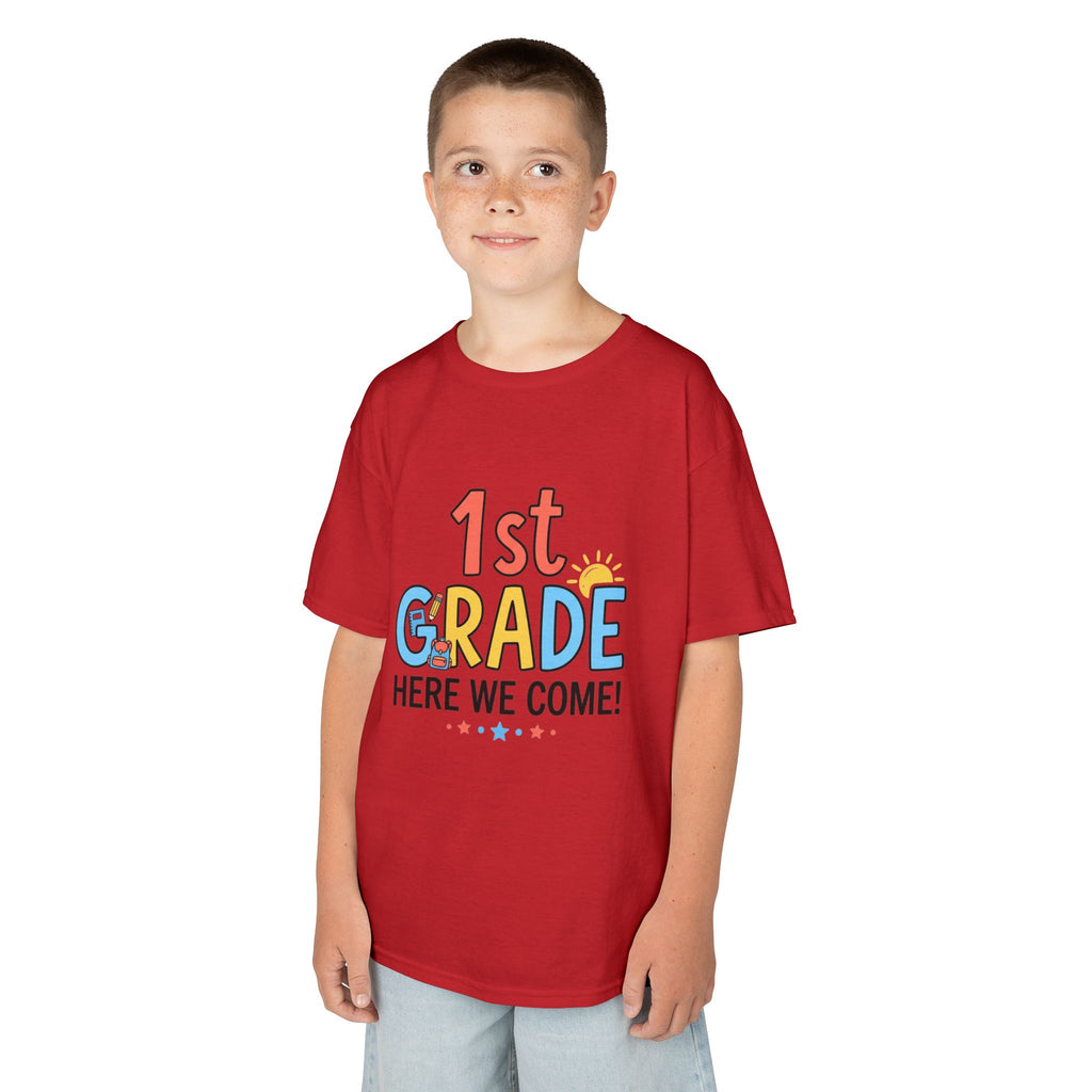 1st Grade Here We Come Kids T-Shirt — Back to School Shirt for Boys & Girls