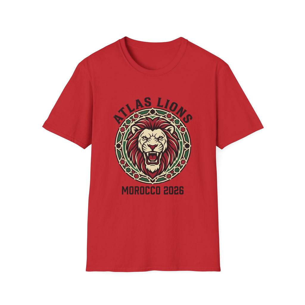 Atlas Lions Morocco 2026 T-Shirt — Lion Crest Soccer Fan Tee