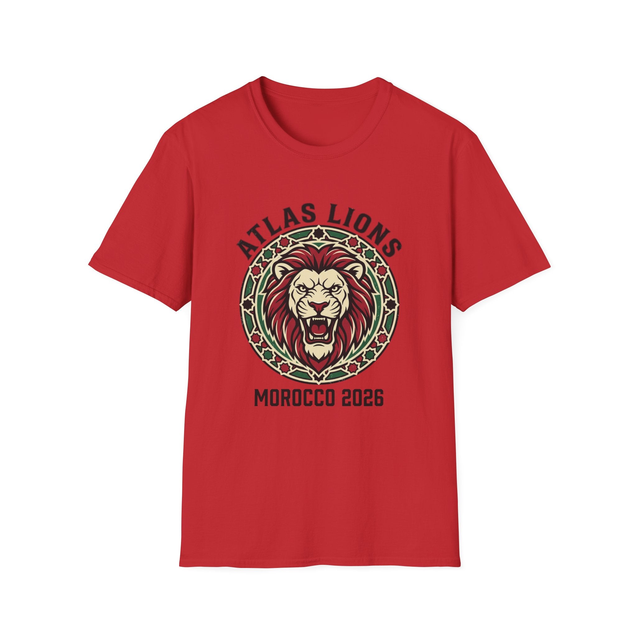 Atlas Lions Morocco 2026 T-Shirt — Lion Crest Soccer Fan Tee