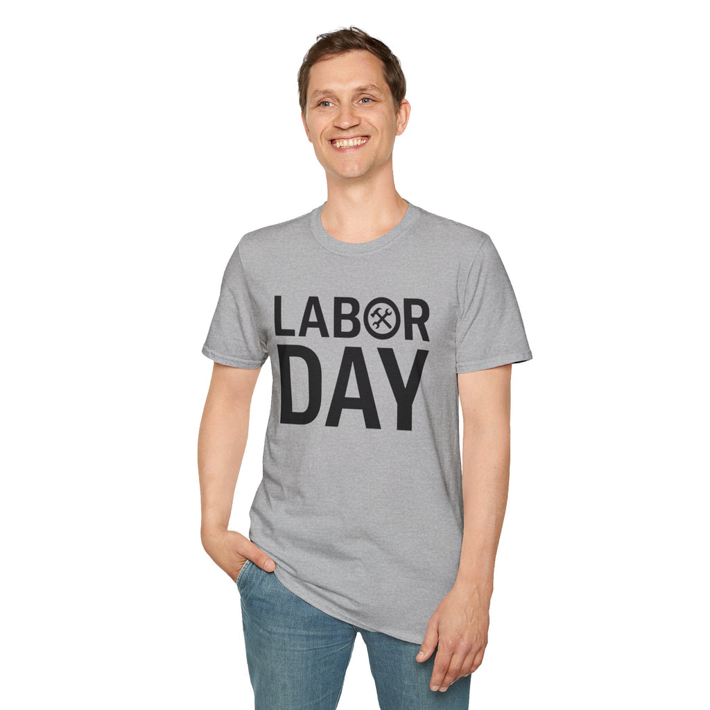 Labor Day Tools Graphic T-Shirt — Bold 'Labor Day' Text with Wrench & Hammer