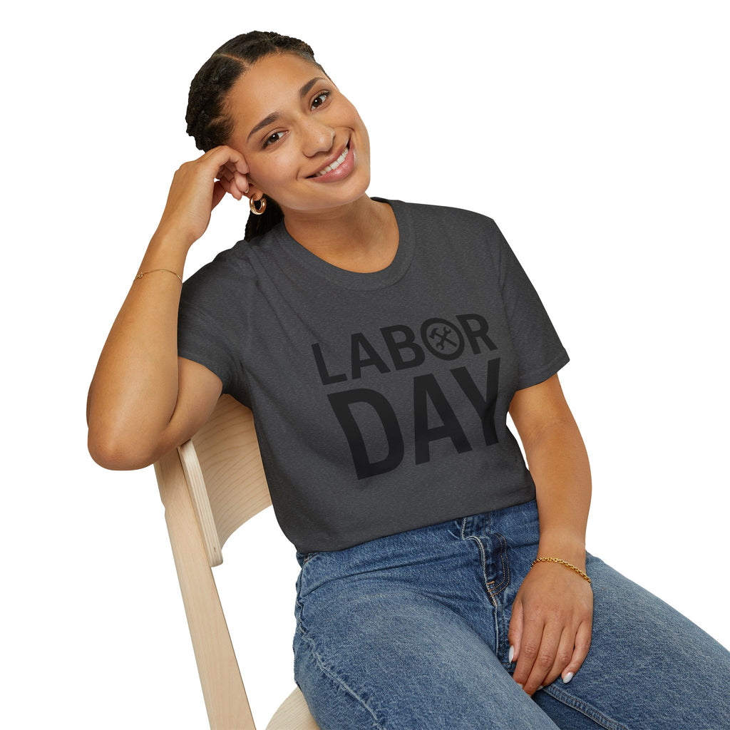 Labor Day Tools Graphic T-Shirt — Bold 'Labor Day' Text with Wrench & Hammer