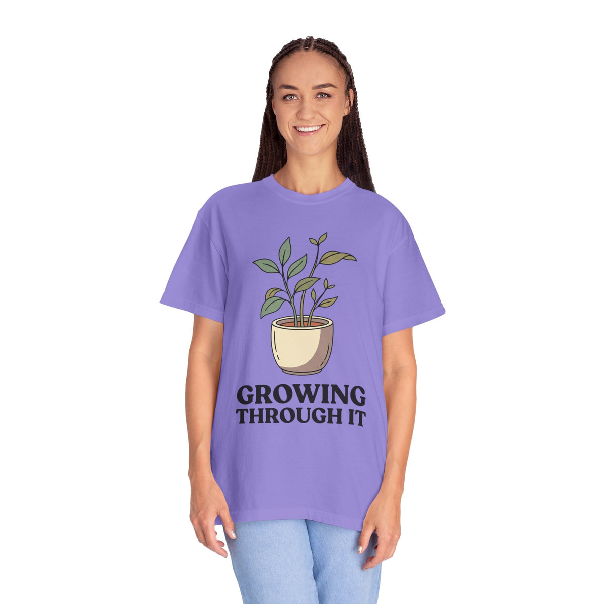 Growing Through It Plant Tee — Self Growth Graphic T-Shirt