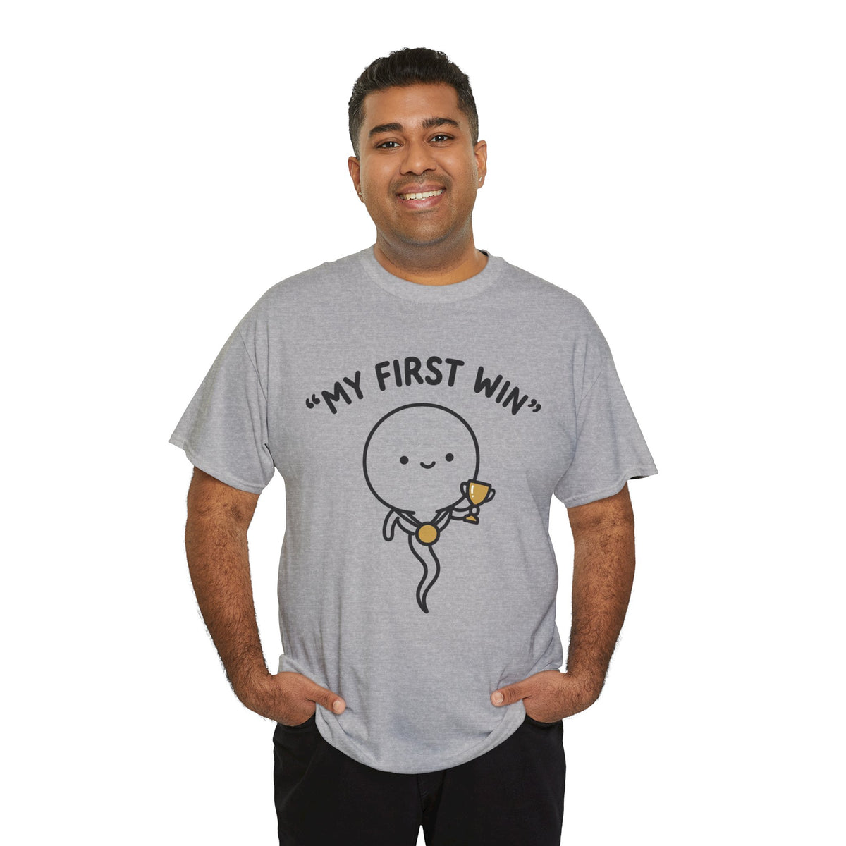 My First Win T-Shirt — Cute Sperm Trophy Graphic Tee