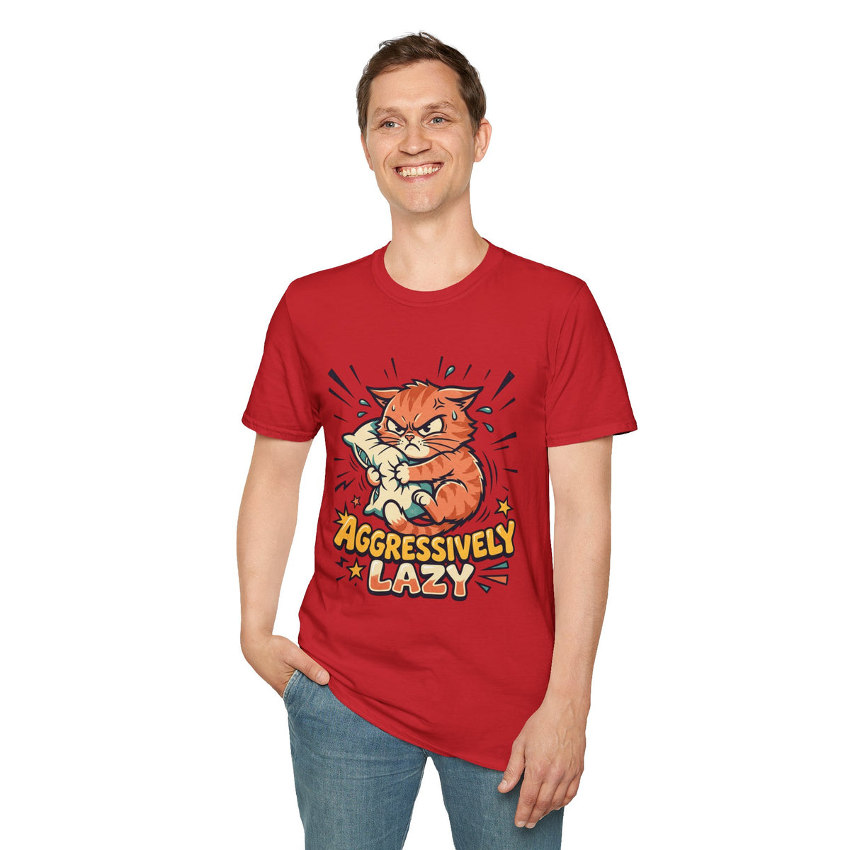T-Shirt — Aggressively Lazy Cat Graphic Tee