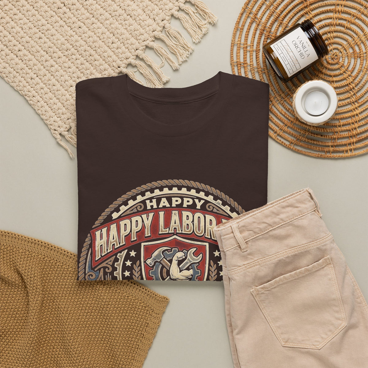 Happy Labor Day Tee – Vintage American Workers Emblem Shirt