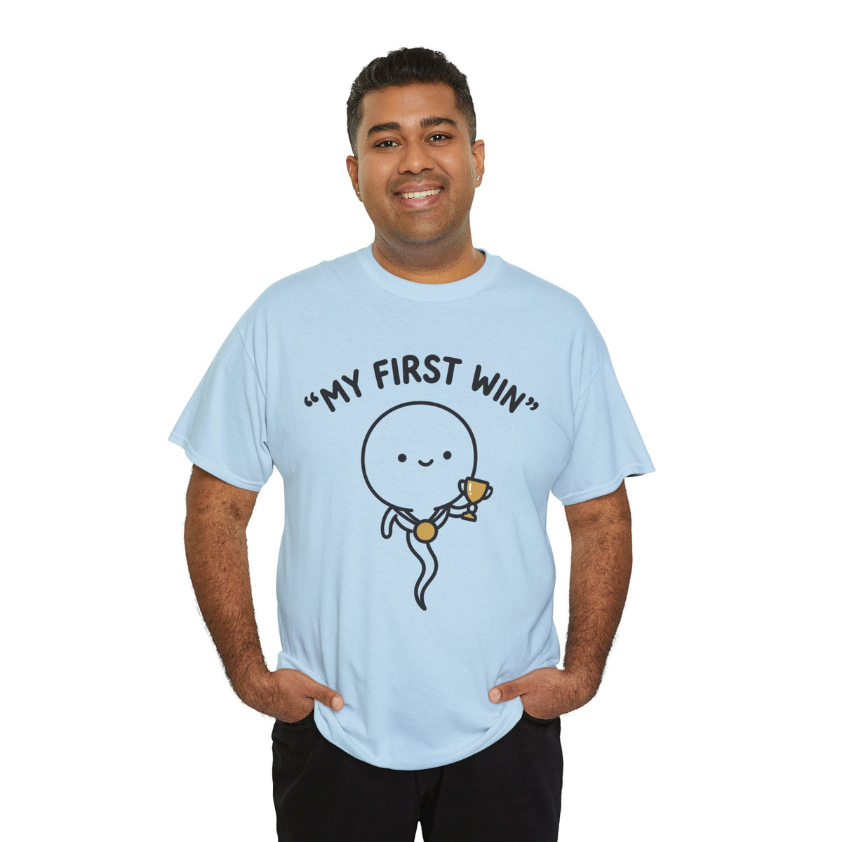My First Win T-Shirt — Cute Sperm Trophy Graphic Tee
