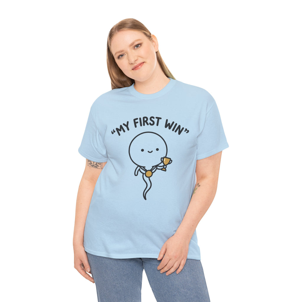 My First Win T-Shirt — Cute Sperm Trophy Graphic Tee