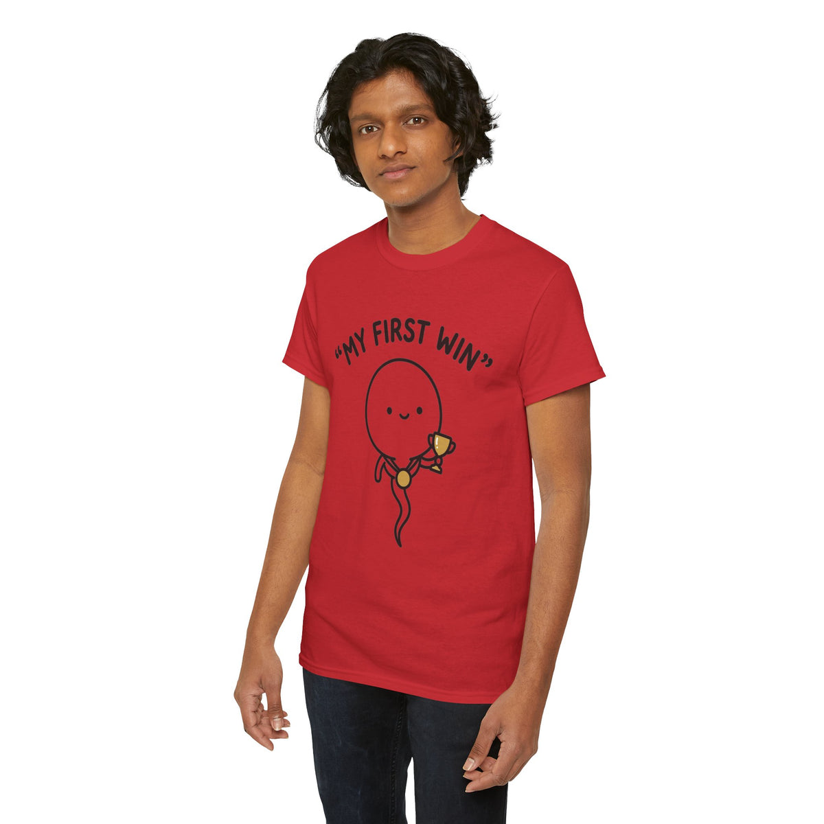 My First Win T-Shirt — Cute Sperm Trophy Graphic Tee