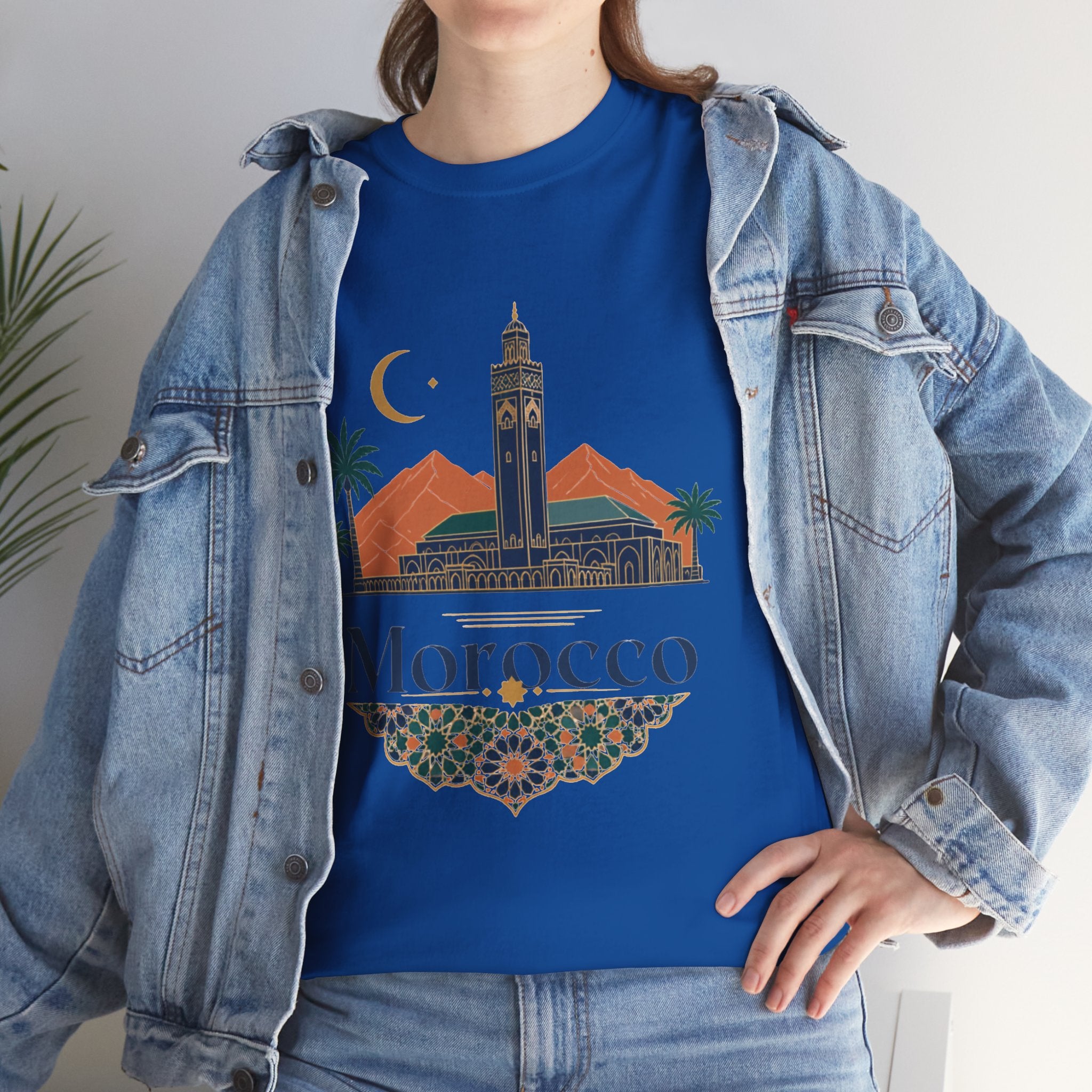 Morocco Travel T-Shirt — Atlas Mountains & Koutoubia Mosque Graphic Tee