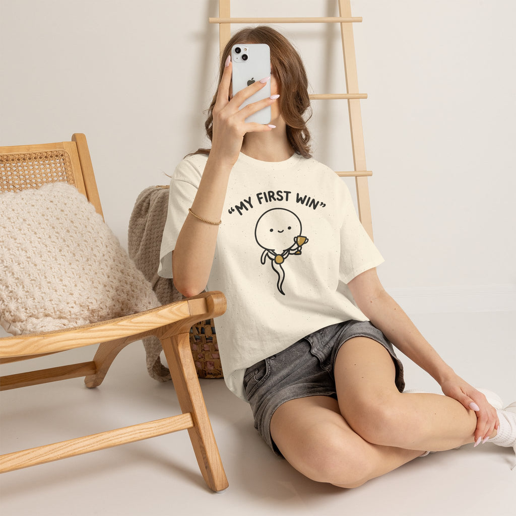 My First Win T-Shirt — Cute Sperm Trophy Graphic Tee