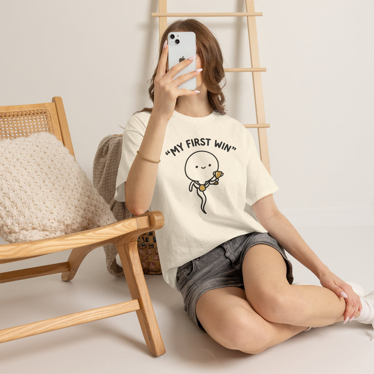 My First Win T-Shirt — Cute Sperm Trophy Graphic Tee