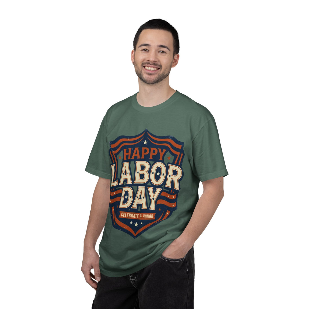 Happy Labor Day 'Celebrate & Honor' Shield Graphic T-Shirt