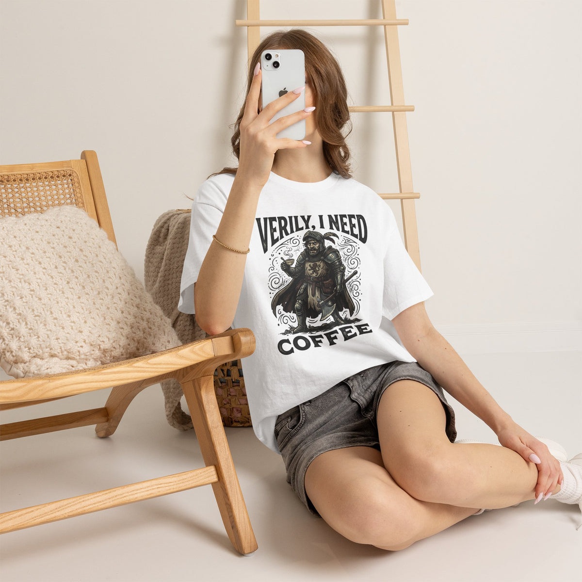 Coffee Viking T‑Shirt — “Verily, I Need Coffee” Medieval Warrior Tee