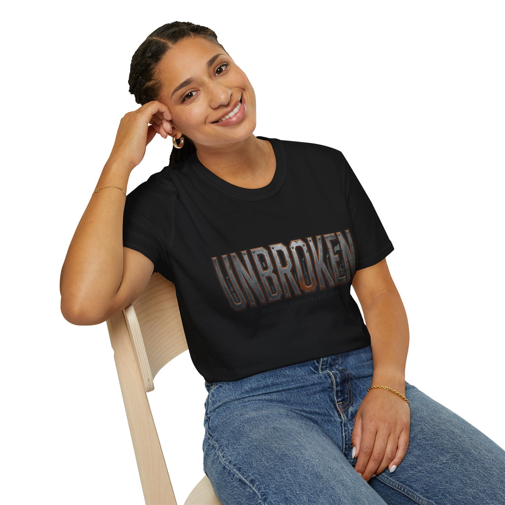 Unbroken Industrial Strength Graphic T‑Shirt — 'UNBROKEN' Bold Chest Design