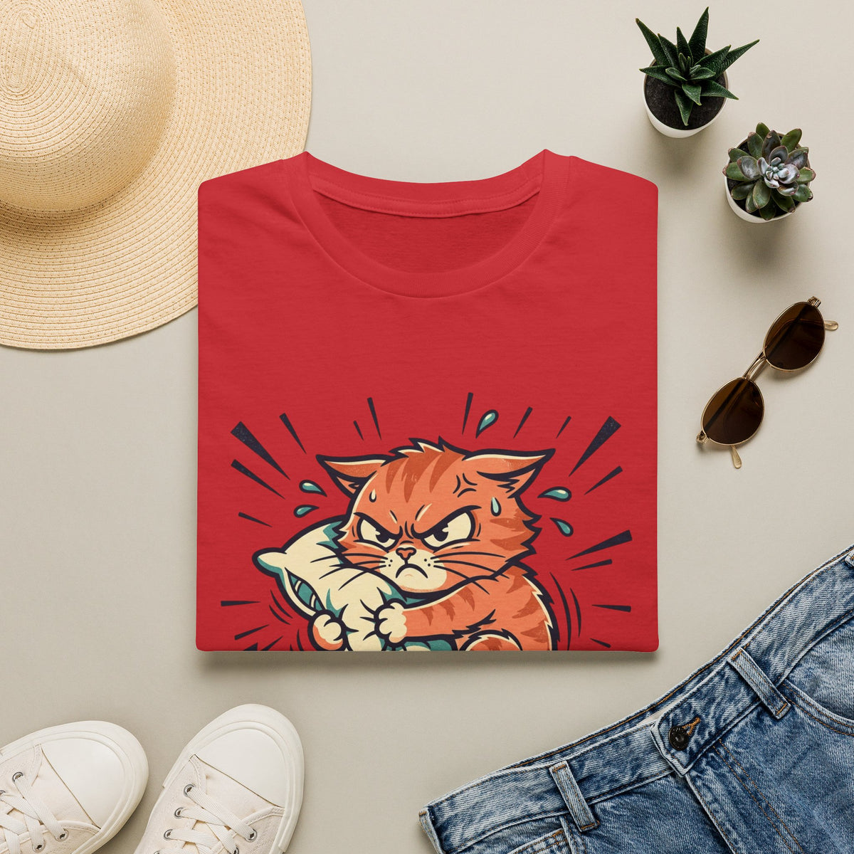 T-Shirt — Aggressively Lazy Cat Graphic Tee