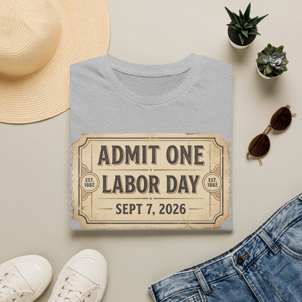 Labor Day 'Admit One' Ticket T-Shirt — Sept 7, 2026 Celebration Tee