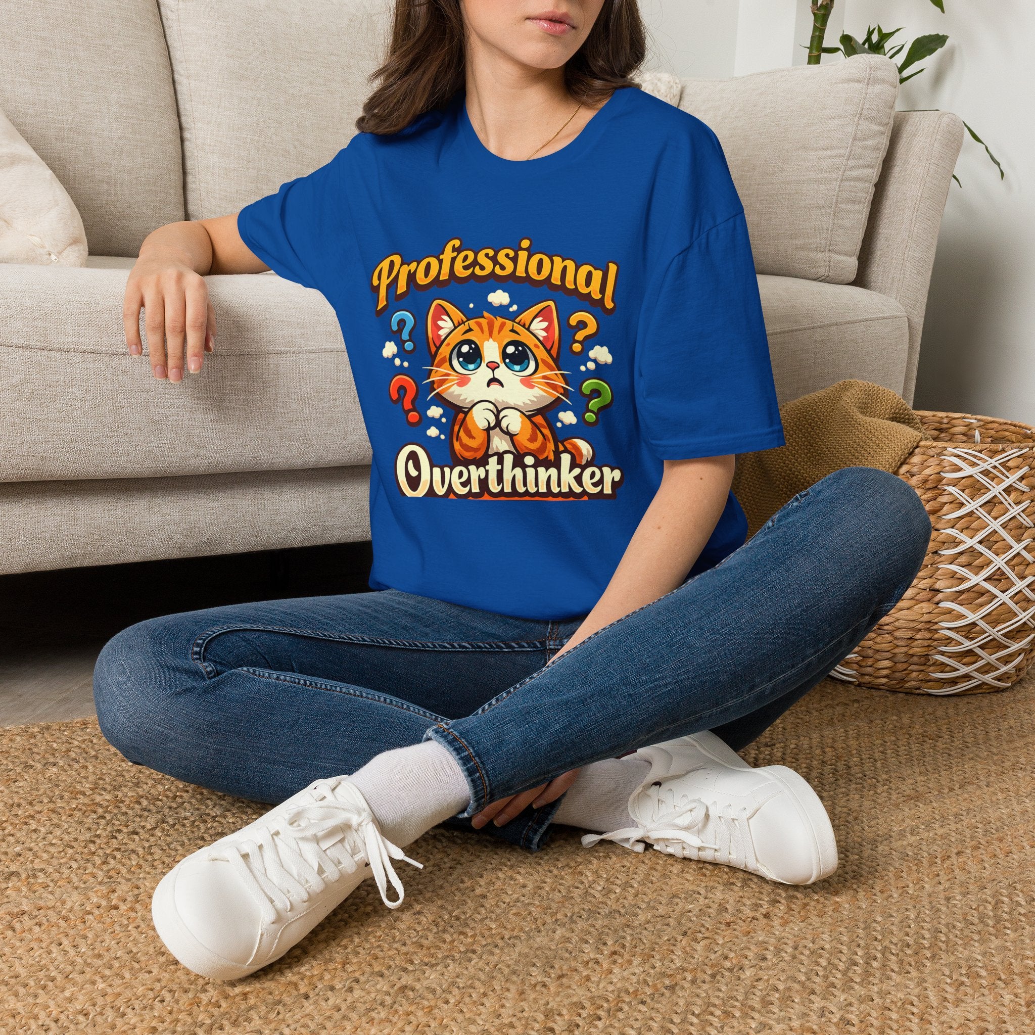 T-Shirt — "Professional Overthinker" Cute Cat Graphic