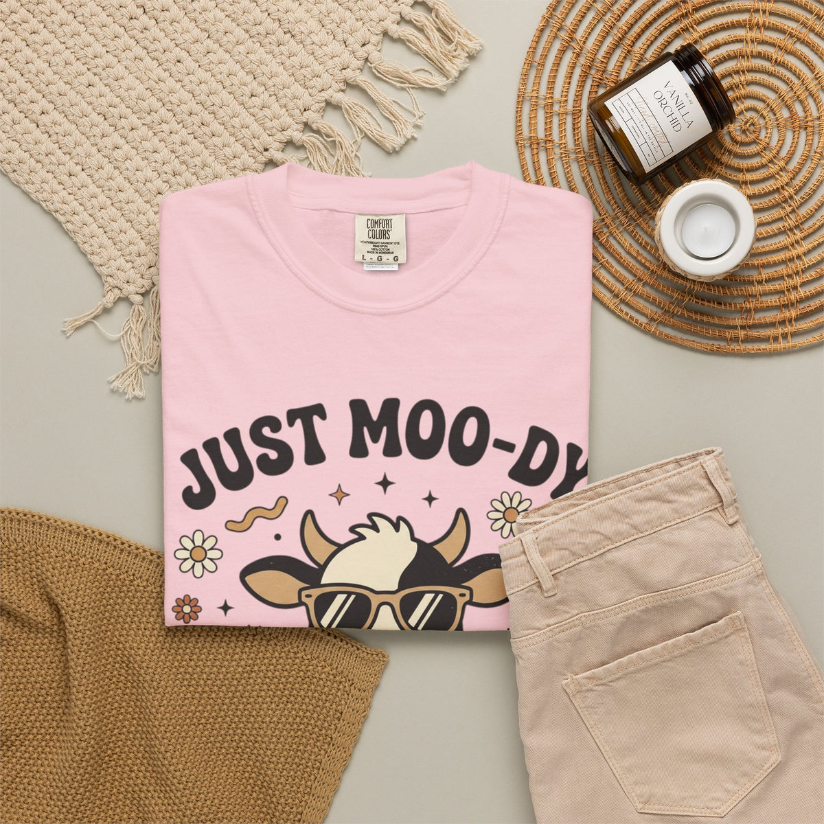 Just Moo-dy Cow T-Shirt — Cute Retro Cow Graphic Tee