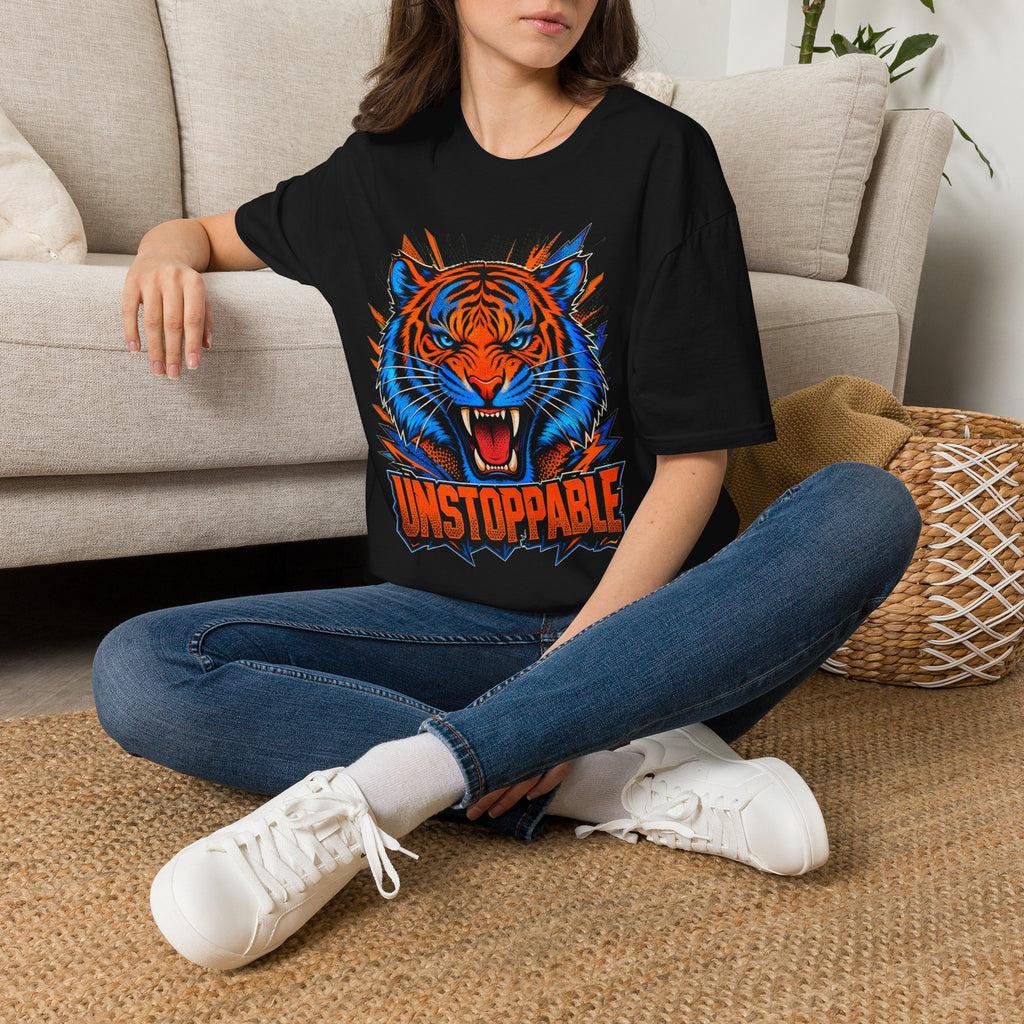 Tiger 'Unstoppable' Graphic T-Shirt — Bold Neon Tiger Face Tee