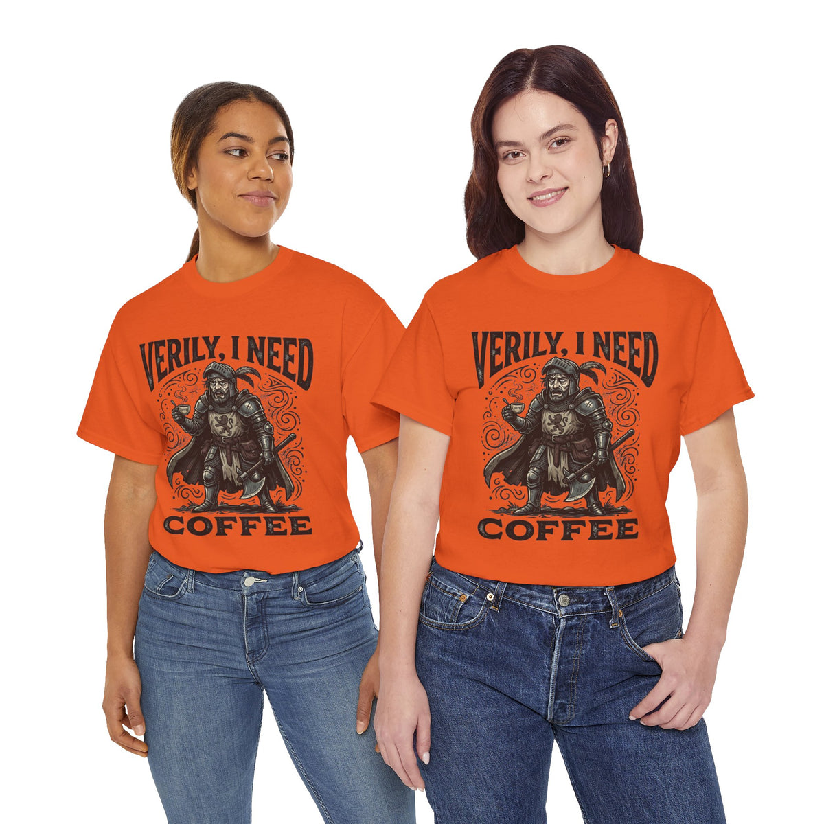 Coffee Viking T‑Shirt — “Verily, I Need Coffee” Medieval Warrior Tee