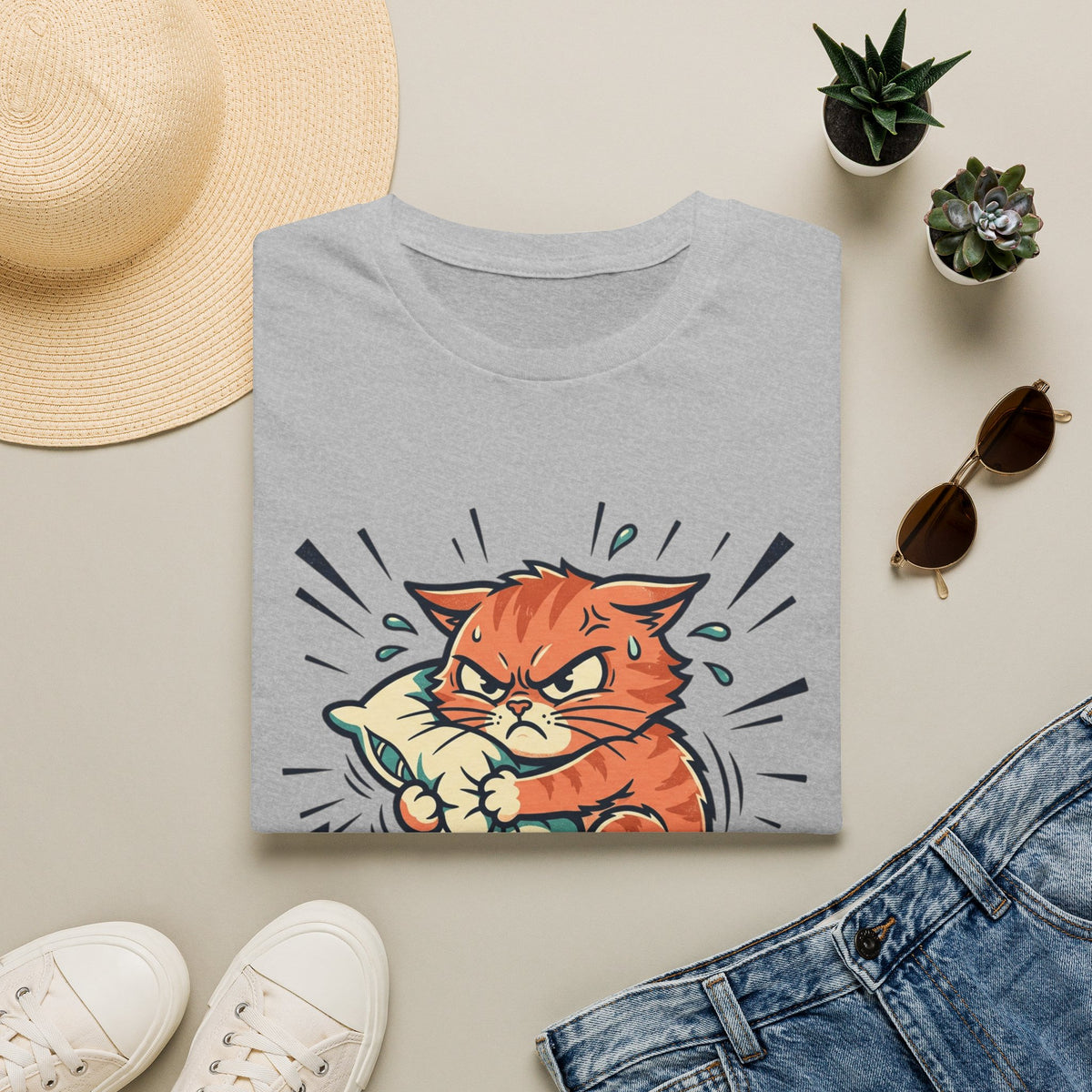 T-Shirt — Aggressively Lazy Cat Graphic Tee