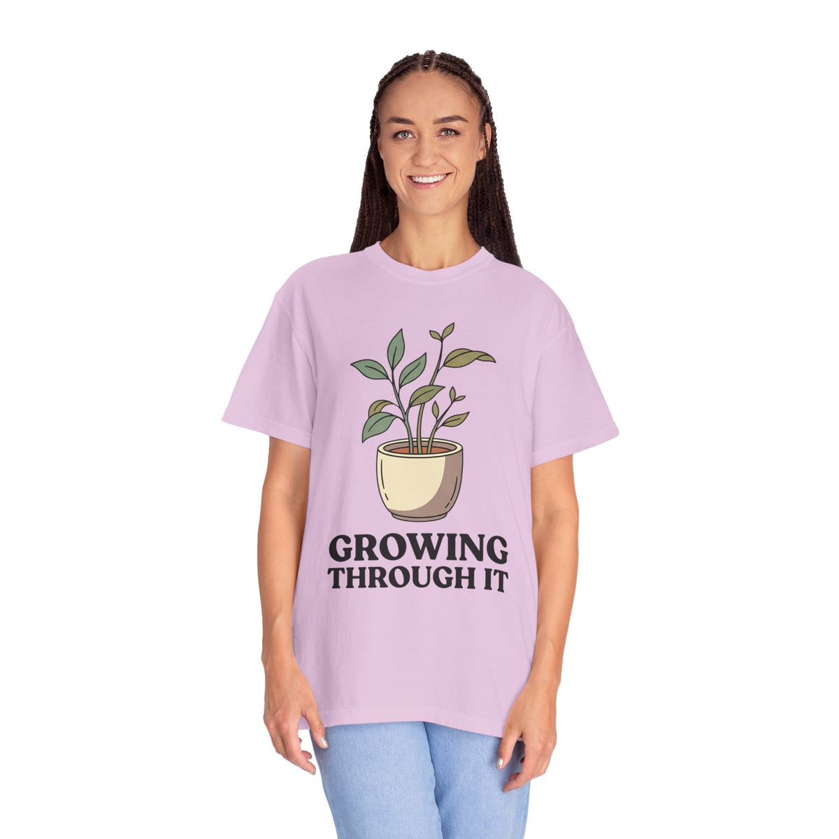 Growing Through It Plant Tee — Self Growth Graphic T-Shirt