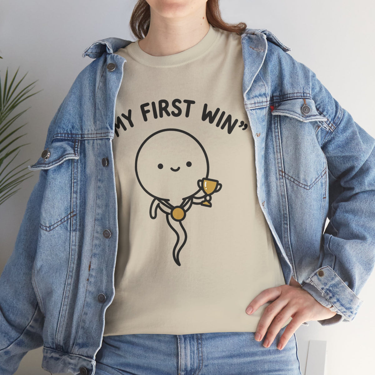 My First Win T-Shirt — Cute Sperm Trophy Graphic Tee
