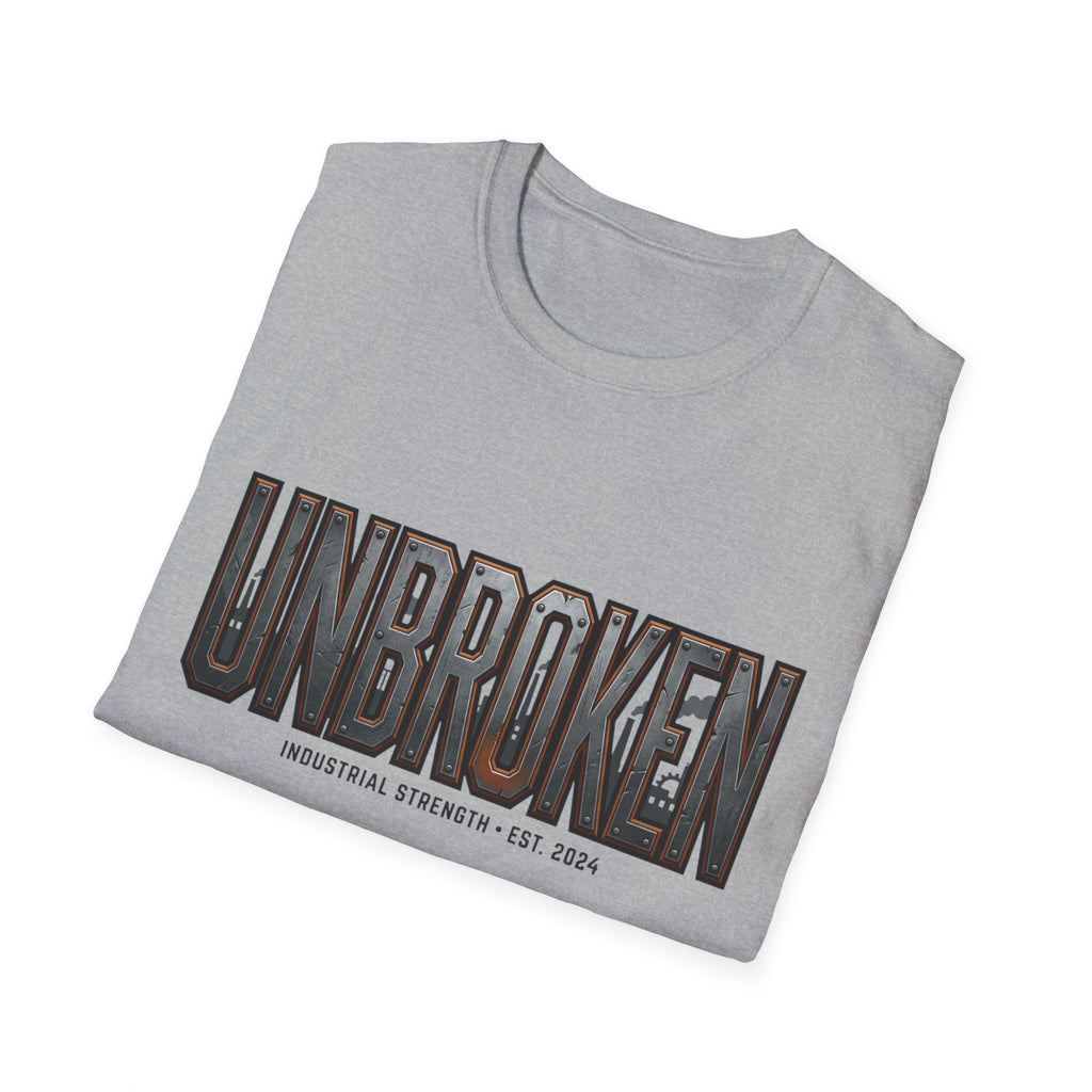 Unbroken Industrial Strength Graphic T‑Shirt — 'UNBROKEN' Bold Chest Design
