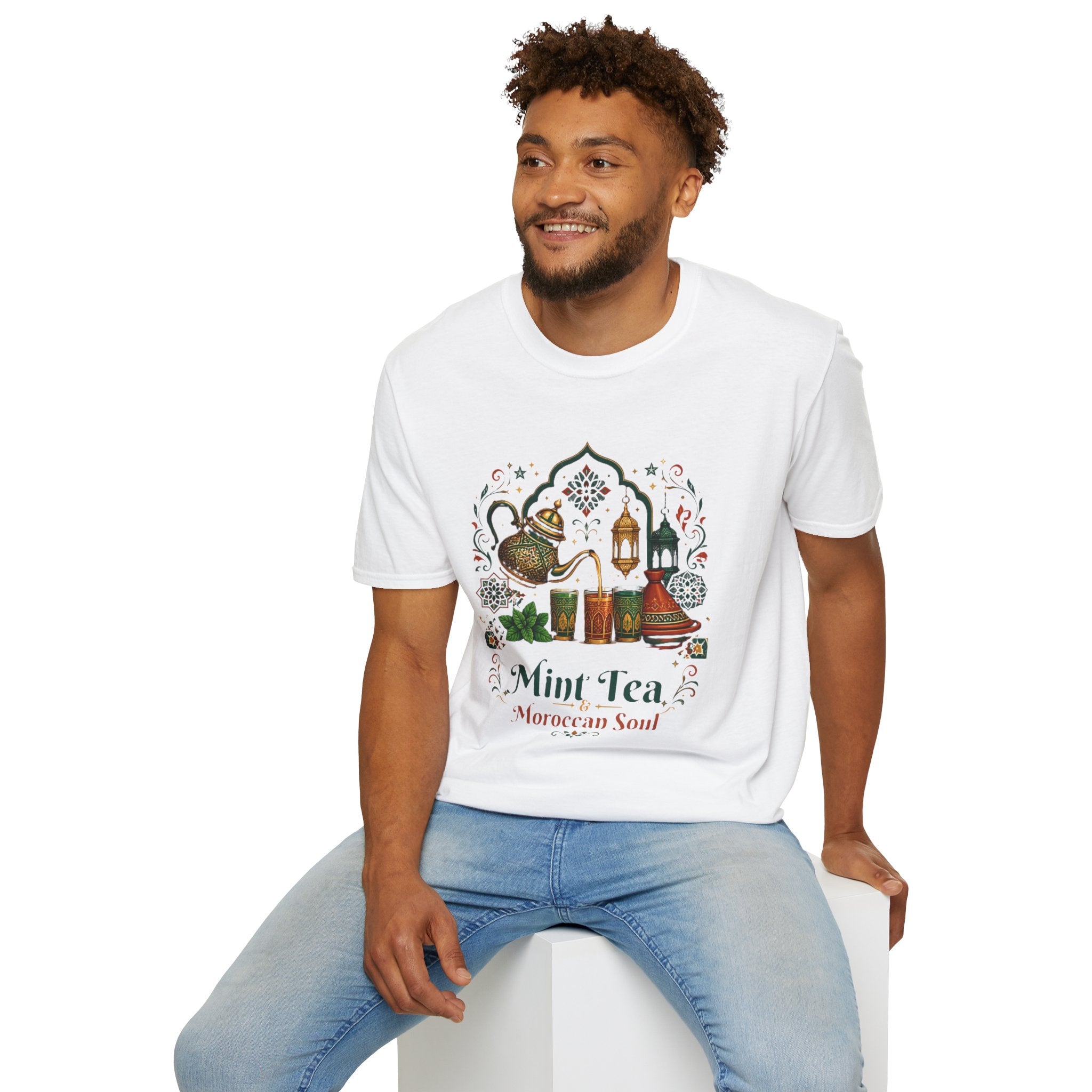 Mint Tea Moroccan Soul T-Shirt — Moroccan Tea Pot & Lantern Graphic