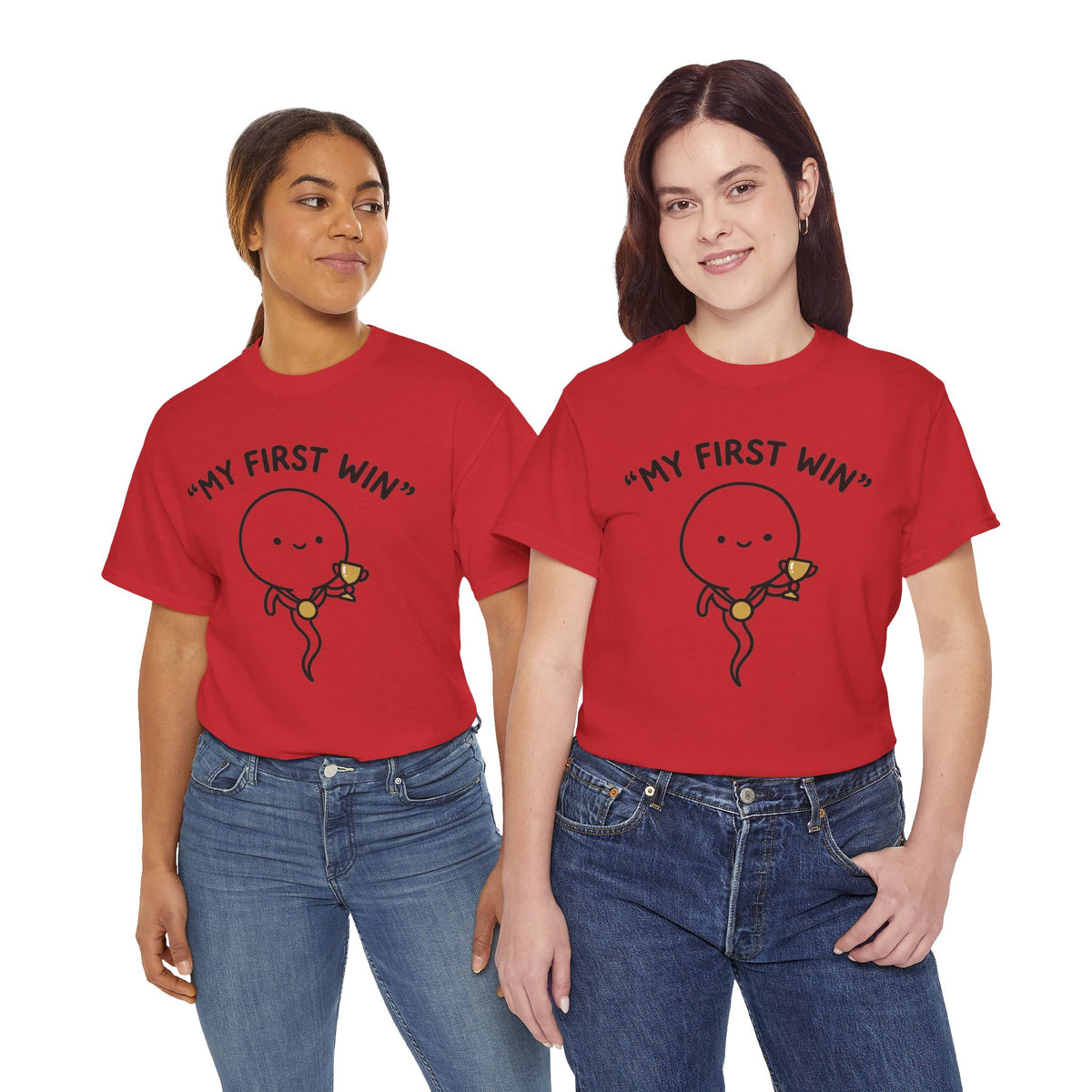 My First Win T-Shirt — Cute Sperm Trophy Graphic Tee