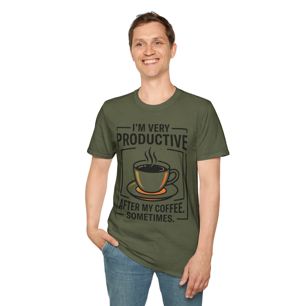 Coffee T-Shirt — "I'm Very Productive After My Coffee... Sometimes"