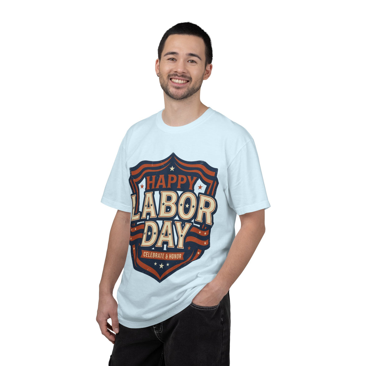 Happy Labor Day 'Celebrate & Honor' Shield Graphic T-Shirt