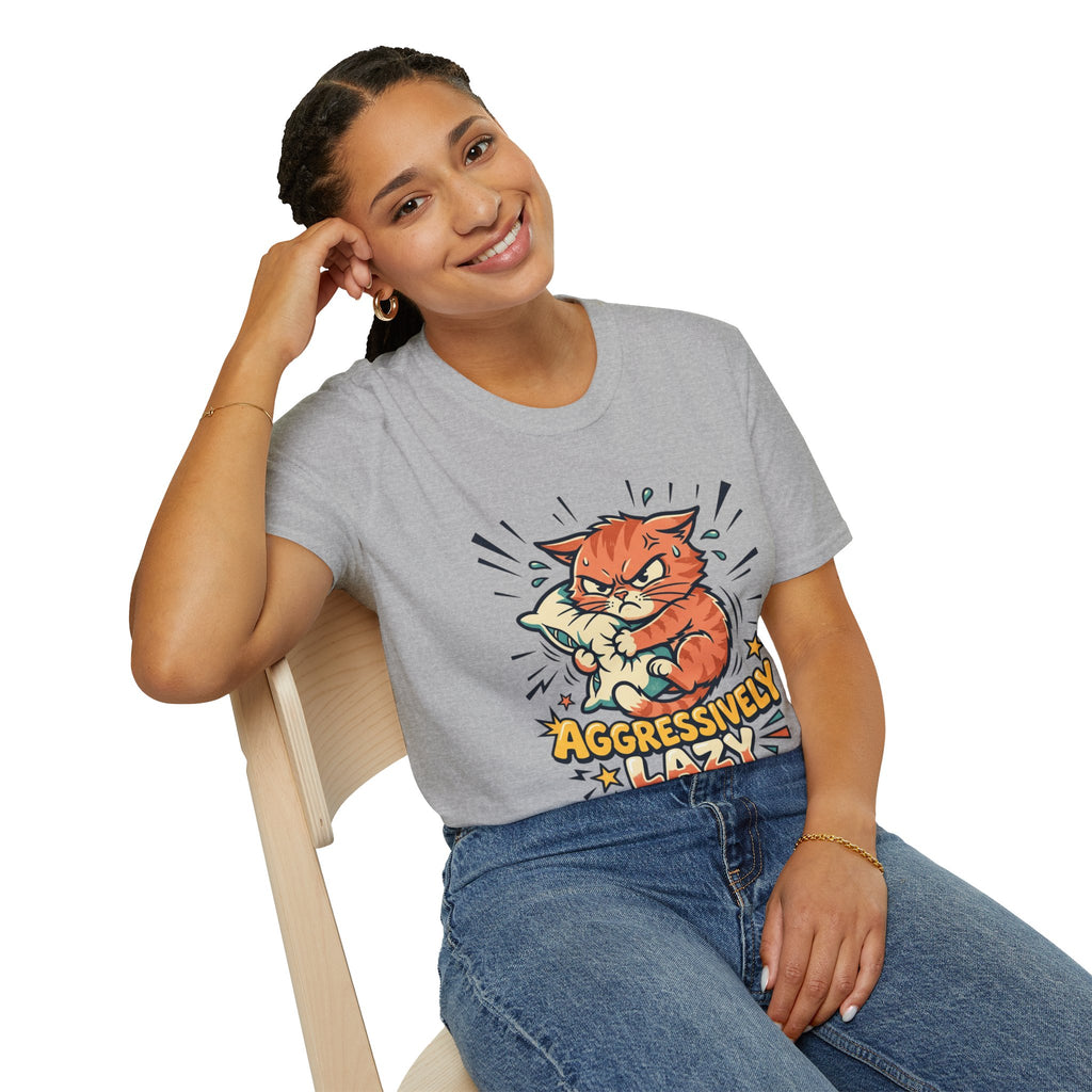 T-Shirt — Aggressively Lazy Cat Graphic Tee