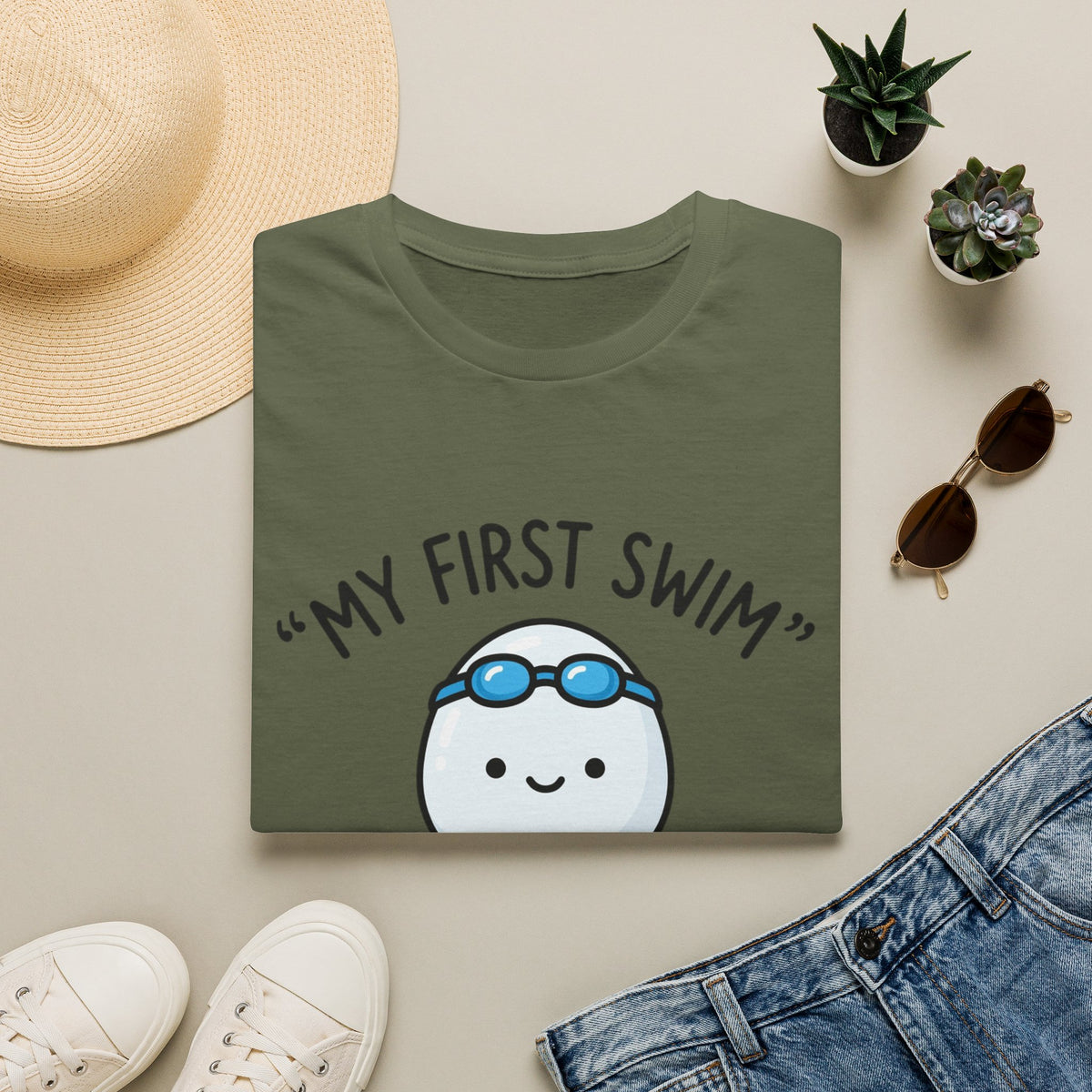 My First Swim Baby Sperm Cartoon T-Shirt — Cute Fertility Announcement Tee