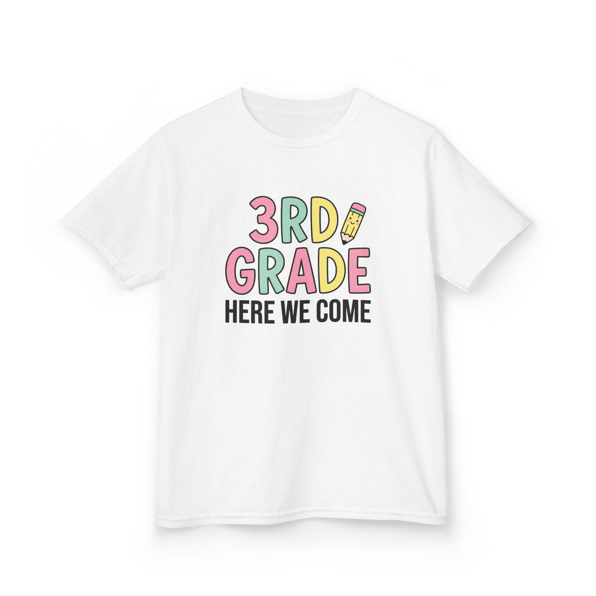 3rd Grade Here We Come Kids T‑Shirt — Back to School Cute Pencil Design