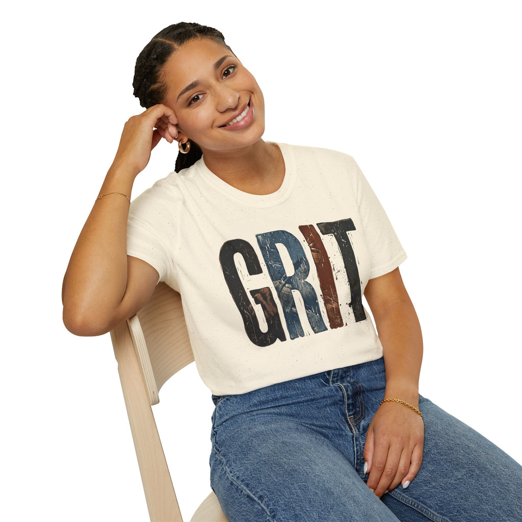 Grit Graphic T-Shirt — Rustic Patriotic Stripes Motivational Tee