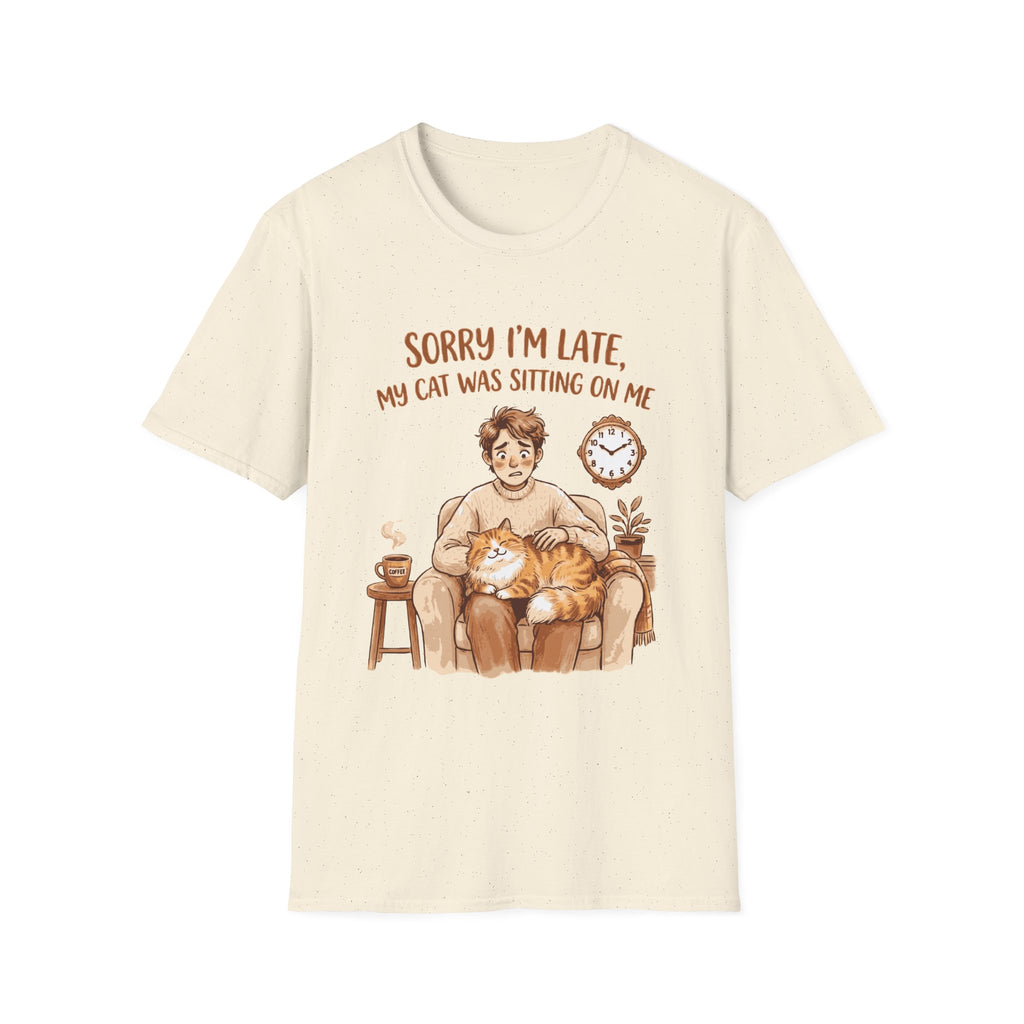 Cat Lover T‑Shirt — "Sorry I'm Late, My Cat Was Sitting On Me" Funny Graphic Tee
