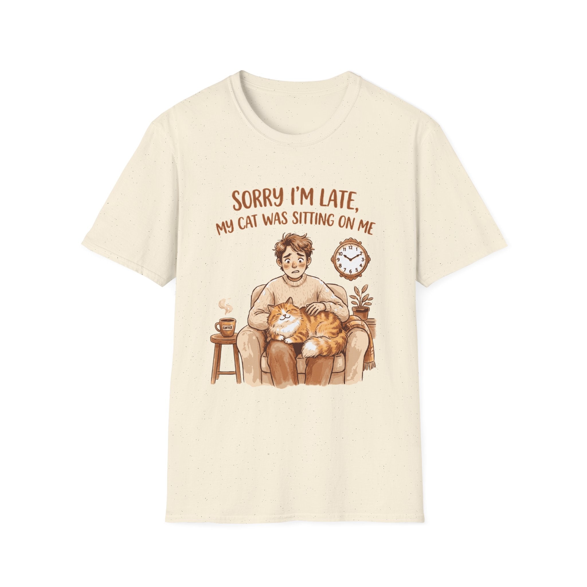Cat Lover T‑Shirt — "Sorry I'm Late, My Cat Was Sitting On Me" Funny Graphic Tee