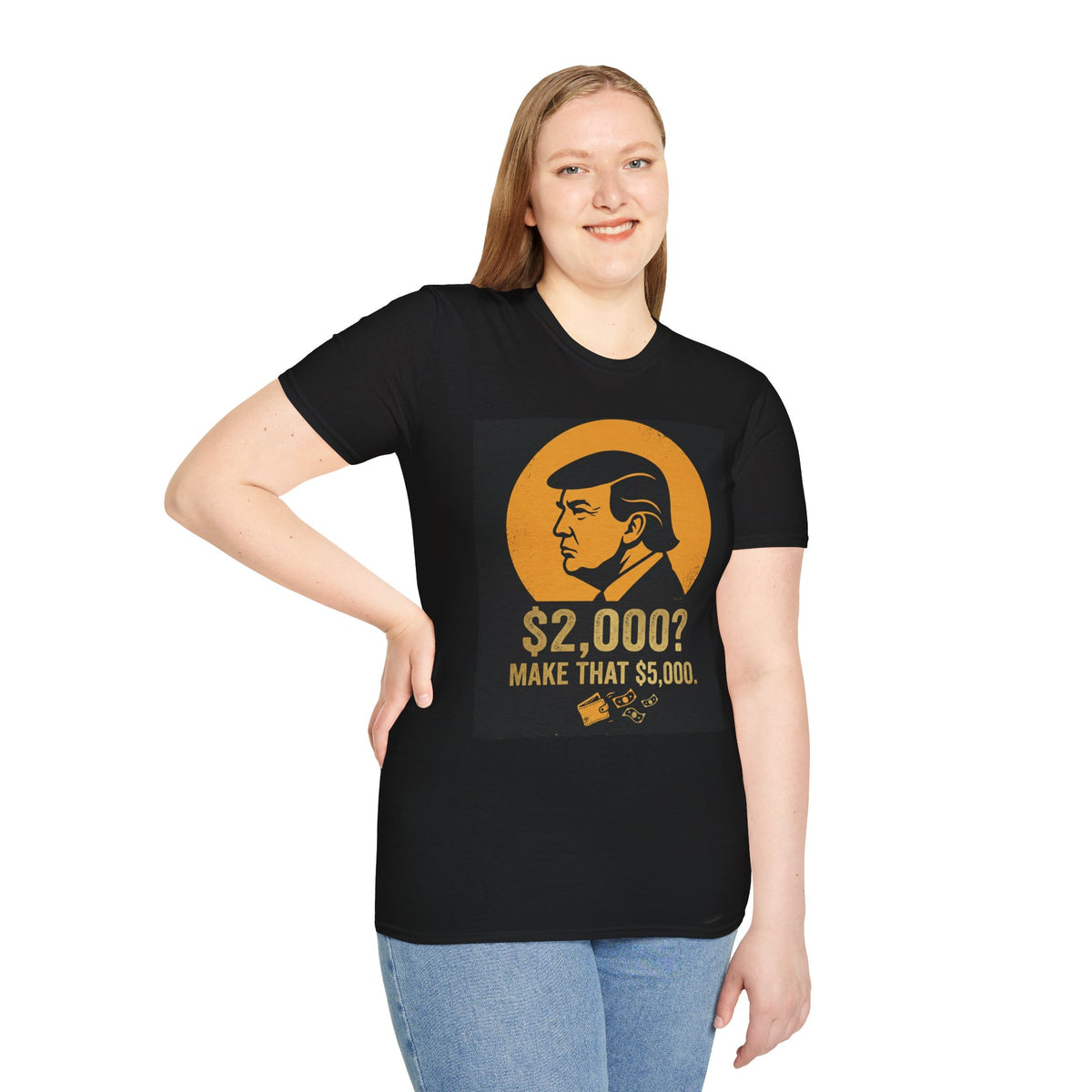 Retro Political Portrait Tee — "2,000? Make That 5,000" Graphic T-Shirt